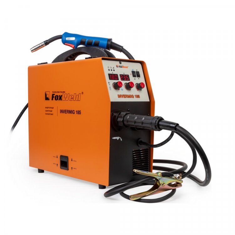 Сварочный полуавтомат Invermig 185  - Надежный 185А полуавтомат 3-в-1 с внутренним механизмом подачи проволоки. Сварочный ток 30-180 (MIG), 20-180 (TIG), 30-160(MMA). Возможность сварки порошковой проволокой (FCAW).    Разъём панельных розеток: 35мм²