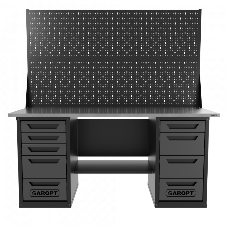 Верстак двухтумбовый 4 ящиков /5 ящиков с двумя экранами 1800*700 серый GAROPT, GT1800Y4Y5PP2.grey