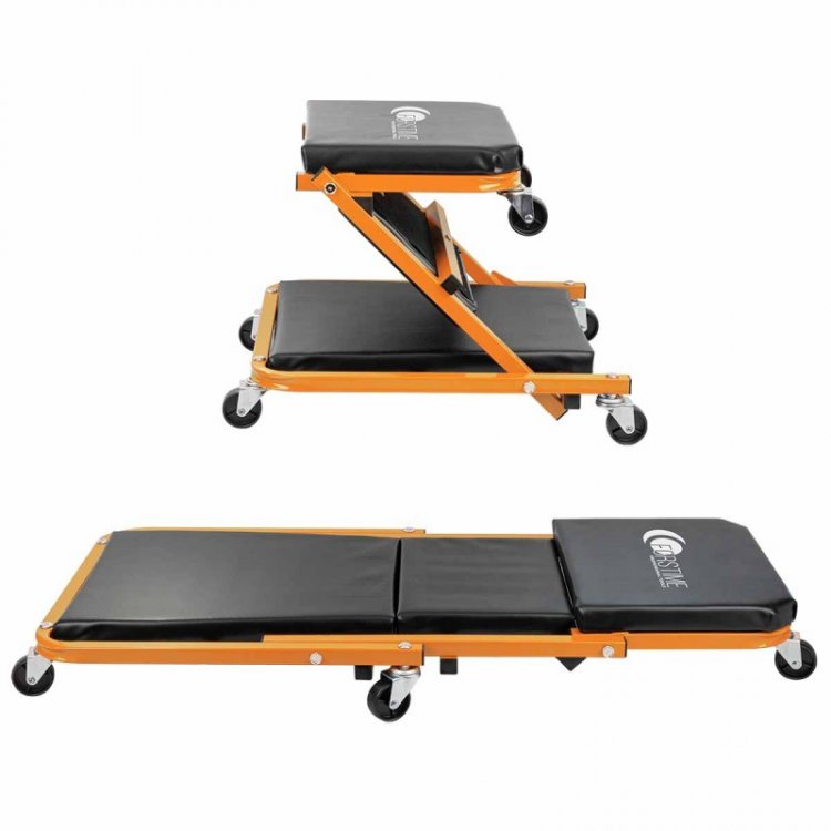 Стул-лежак трансформер подкатной на 6-ти колесах (лежак/стул: размеры 910х410х120мм/460х410х360мм, max нагрузка 150/120кг) Стул-лежак трансформер подкатной на 6-ти колесах (лежак/стул: размеры 910х410х120мм/460х410х360мм, max нагрузка 150/120кг)