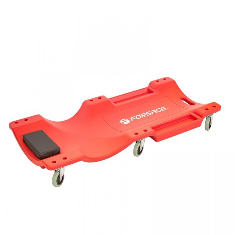 Лежак пластиковый подкатной на 6-ти колесах с паралоновым подголовником (470х1000мм, max нагрузка-135кг)