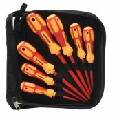 Набор отверток диэлектрических:PH0х75,PH1х100,PH2х125,Sl3х75,SL4х100,SL5х125,SL6х125 (7пр.)в чехле.