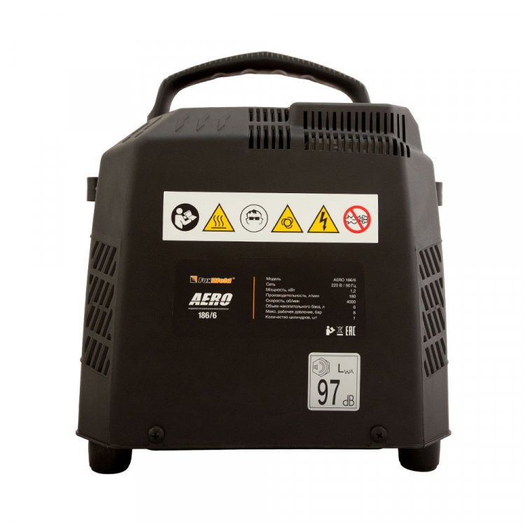 Компрессор безмасляный AERO 186/6 - безмасляный, 1,2кВт, 180л/мин, бак 6л (арт. 7128) Компрессор безмасляный AERO 186/6 - безмасляный, 1,2кВт, 180л/мин, бак 6л (арт. 7128)