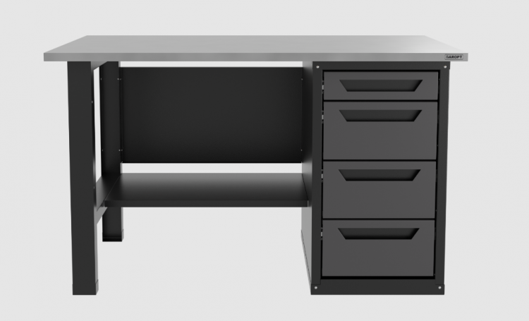 Верстак однотумбовый 4 ящика серый 1400*700 Garopt, GT1400STY4.grey