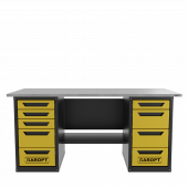 Верстак двухтумбовый 4 ящиков /5 ящиков 1800*700 желтый GAROPT, GT1800Y4Y5.yell