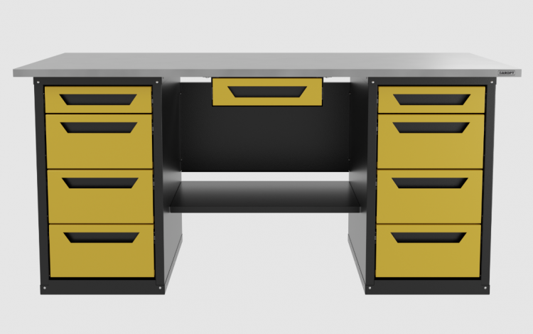 Верстак с ящиком двухтумбовый 4 ящиков /4 ящиков, желтый 1800*700 GAROPT, GT1800Y1Y4Y4.yell Верстак с ящиком двухтумбовый 4 ящиков /4 ящиков, желтый 1800*700 GAROPT, GT1800Y1Y4Y4.yell