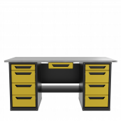 Верстак с ящиком двухтумбовый 4 ящиков /4 ящиков, желтый 1800*700 GAROPT, GT1800Y1Y4Y4.yell