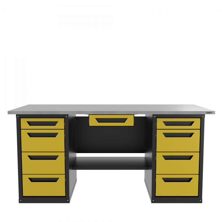 Верстак с ящиком двухтумбовый 4 ящиков /4 ящиков, желтый 1800*700 GAROPT, GT1800Y1Y4Y4.yell