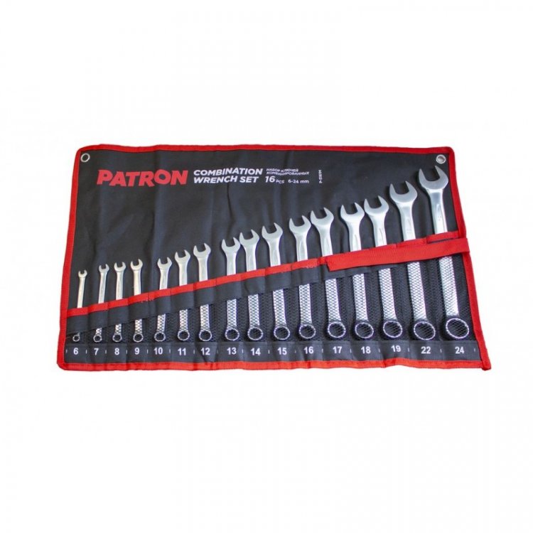Набор ключей комбинированных 16 пр (6,7,8,9,10,11,12,13,14,15,16,17,18,19,22,24 мм), на полотне Набор ключей комбинированных 16 пр (6,7,8,9,10,11,12,13,14,15,16,17,18,19,22,24 мм), на полотне