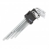 Набор ключей Г-образных TORX с отверстием экстра длинных, 9пр. (Т10,Т15,Т20,Т25,Т27,Т30,Т40,Т45,Т50), в блистере