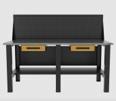 Верстак бестумбовый с экраном и двумя ящиками, желтый/ Стол для слесарных работ 1800*700 GAROPT, Gt1800STY1Y1PP.yell