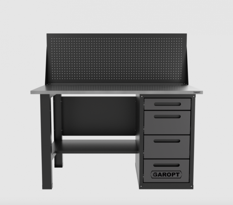Верстак однотумбовый 4 ящика с экраном серый 1400*700 Garopt, GT1400STY4PP.grey Верстак однотумбовый 4 ящика с экраном серый 1400*700 Garopt, GT1400STY4PP.grey