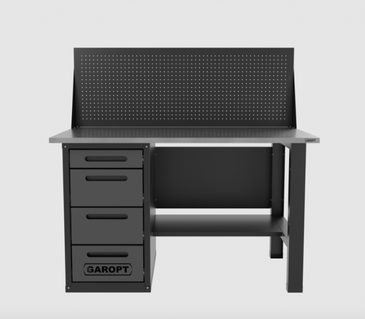 Верстак однотумбовый 4 ящика с экраном серый 1400*700 Garopt, GT1400STY4PP.grey Верстак однотумбовый 4 ящика с экраном серый 1400*700 Garopt, GT1400STY4PP.grey