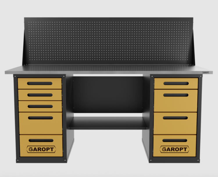 Верстак двухтумбовый 4 ящиков /5 ящиков с экраном 1800*700 желтый GAROPT, GT1800Y4Y5PP.yell Верстак двухтумбовый 4 ящиков /5 ящиков с экраном 1800*700 желтый GAROPT, GT1800Y4Y5PP.yell