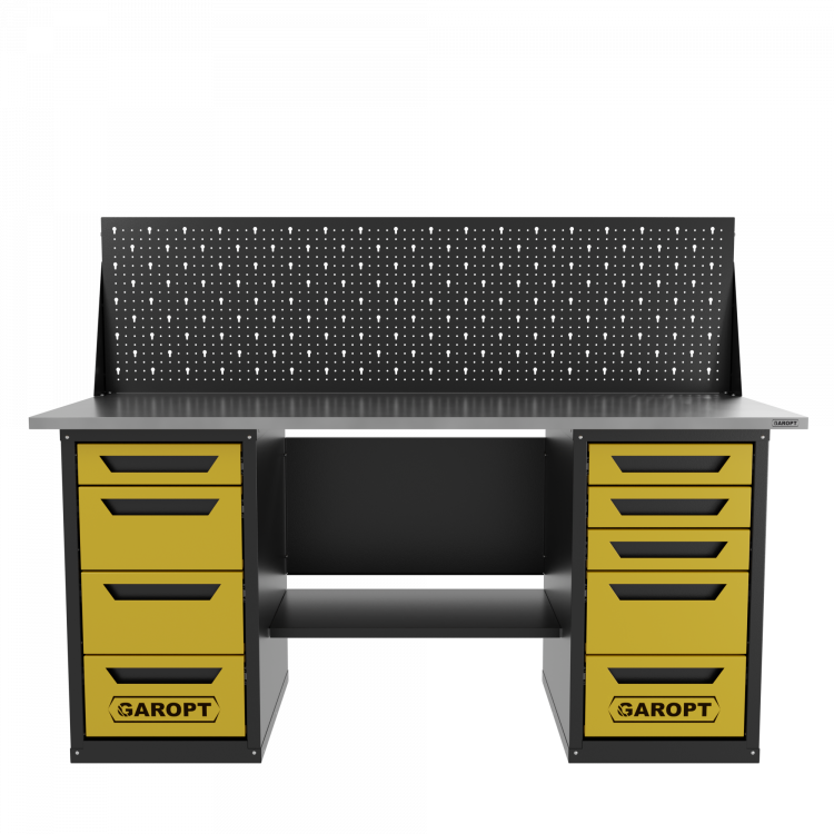 Верстак двухтумбовый 4 ящиков /5 ящиков с экраном 1800*700 желтый GAROPT, GT1800Y4Y5PP.yell