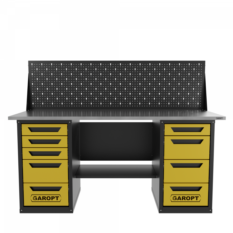 Верстак двухтумбовый 4 ящиков /5 ящиков с экраном 1800*700 желтый GAROPT, GT1800Y4Y5PP.yell