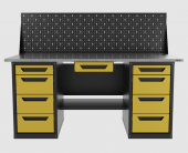 Верстак двухтумбовый 4 ящиков /4 ящиков с экраном и ящиком, желтый 1800*700 GAROPT, GT1800Y1Y4Y4PP.yell Верстак двухтумбовый 4 ящиков /4 ящиков с экраном и ящиком, желтый 1800*700 GAROPT, GT1800Y1Y4Y4PP.yell