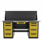 Верстак двухтумбовый 4 ящиков /4 ящиков с экраном и ящиком, желтый 1800*700 GAROPT, GT1800Y1Y4Y4PP.yell