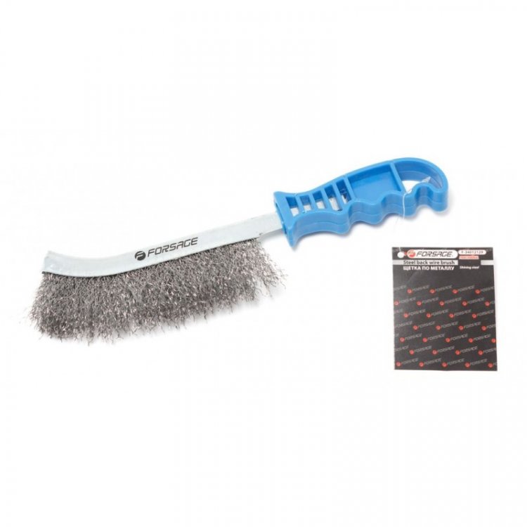 Щетка по металлу ручная в железном корпусе с пластиковой рукояткой (сталь) Щетка по металлу ручная в железном корпусе с пластиковой рукояткой (сталь)