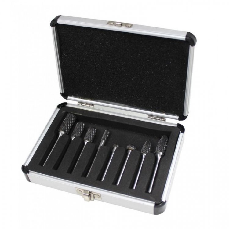 Набор шарошек металлических разнопрофильных по металлу "PROFI" 8пр.(Ø хвостовика 6мм),в аллюм. кейсе