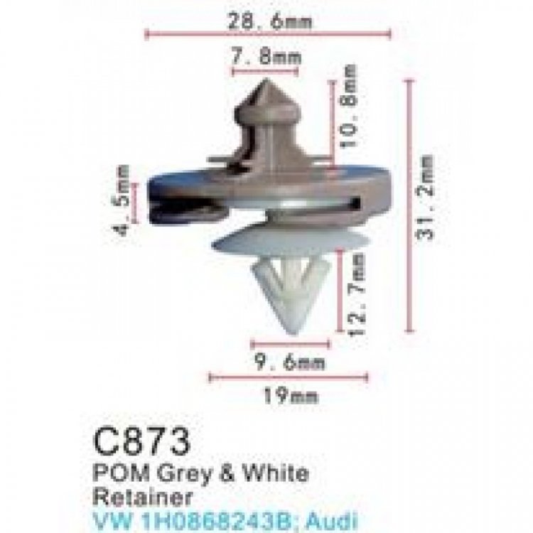 Клипса для крепления внутренней обшивки а/м Фольксваген пластиковая (100шт/уп.)