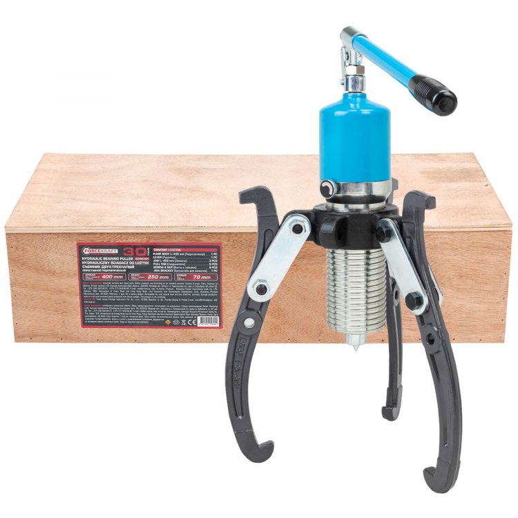 Съемник двух-трехлапый переставной гидравлический 30т(Ø захвата:150-400мм,мах. глубина захвата-220мм,ход штока-70мм)