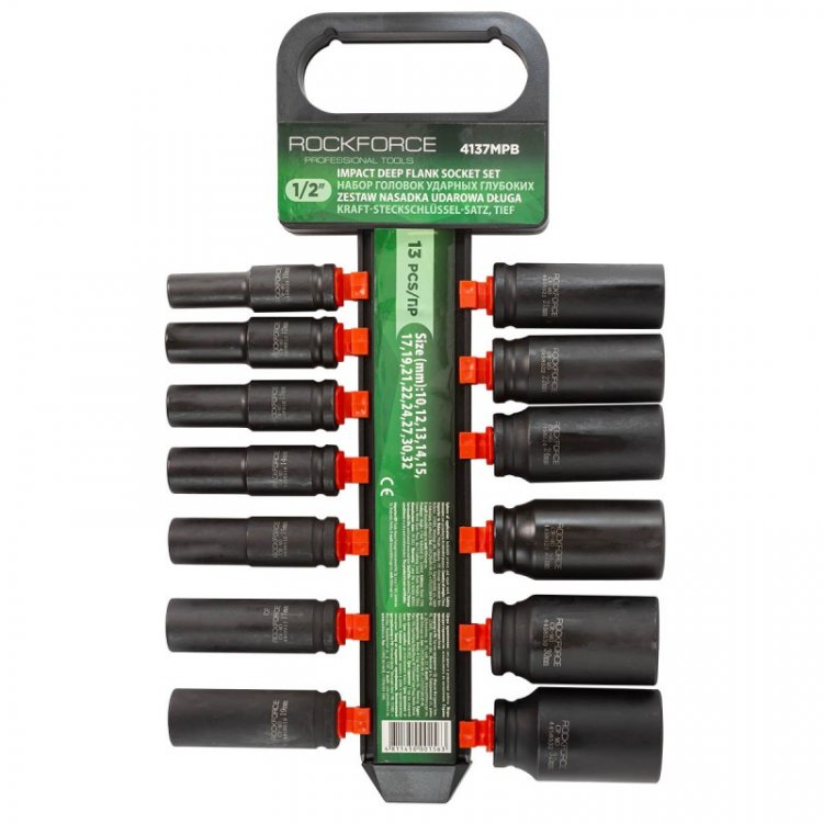 Набор головок ударных глубоких13пр.,1/2"(10, 12-15, 17, 19, 21, 22, 24, 27, 30, 32мм), на пластиковом держателе Набор головок ударных глубоких13пр.,1/2"(10, 12-15, 17, 19, 21, 22, 24, 27, 30, 32мм), на пластиковом держателе
