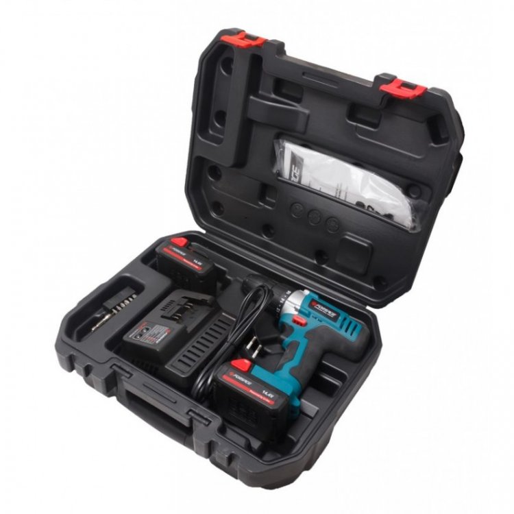 Шуруповерт аккумуляторный 14.4V, 1.5Ah, 26Nm, патрон 0.8-10мм, (2шт LI-ion аккум.) (в кейсе)