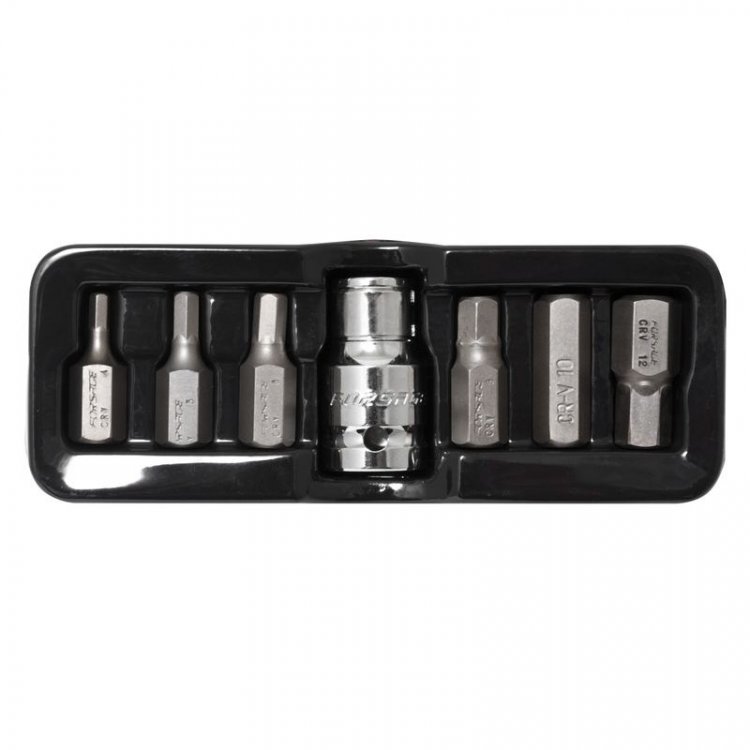 Набор бит HEX с битодержателем,7пр.1/2"(L:30мм;4, 5, 6, 8,10,12мм), в ложементе
