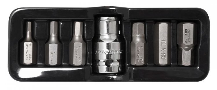 Набор бит HEX с битодержателем,7пр.1/2"(L:30мм;4, 5, 6, 8,10,12мм), в ложементе