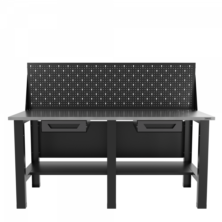 Верстак бестумбовый с экраном и двумя ящиками, серый/ Стол для слесарных работ 1800*700 GAROPT, Gt1800STY1Y1PP.grey