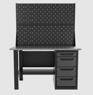 Верстак однотумбовый 4 ящика с двумя экранами, серый 1400*700 Garopt, GT1400STY4PP2.grey