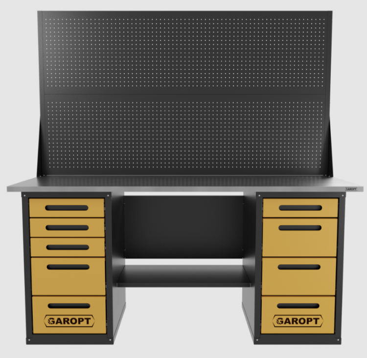 Верстак двухтумбовый 4 ящиков /5 ящиков с двумя экранами 1800*700 желтый GAROPT, GT1800Y4Y5PP2.yell Верстак двухтумбовый 4 ящиков /5 ящиков с двумя экранами 1800*700 желтый GAROPT, GT1800Y4Y5PP2.yell