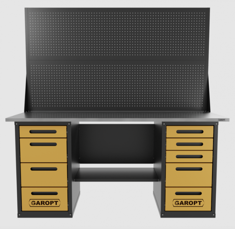 Верстак двухтумбовый 4 ящиков /5 ящиков с двумя экранами 1800*700 желтый GAROPT, GT1800Y4Y5PP2.yell Верстак двухтумбовый 4 ящиков /5 ящиков с двумя экранами 1800*700 желтый GAROPT, GT1800Y4Y5PP2.yell