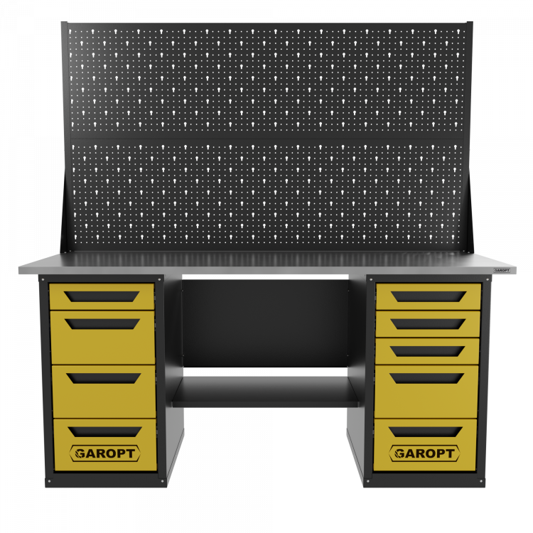 Верстак двухтумбовый 4 ящиков /5 ящиков с двумя экранами 1800*700 желтый GAROPT, GT1800Y4Y5PP2.yell Верстак двухтумбовый 4 ящиков /5 ящиков с двумя экранами 1800*700 желтый GAROPT, GT1800Y4Y5PP2.yell