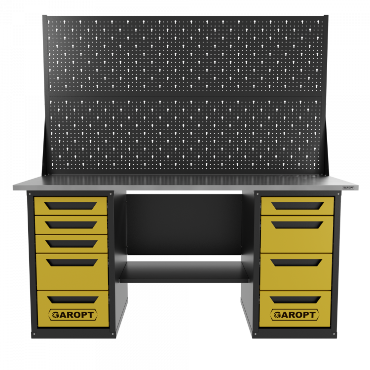 Верстак двухтумбовый 4 ящиков /5 ящиков с двумя экранами 1800*700 желтый GAROPT, GT1800Y4Y5PP2.yell Верстак двухтумбовый 4 ящиков /5 ящиков с двумя экранами 1800*700 желтый GAROPT, GT1800Y4Y5PP2.yell