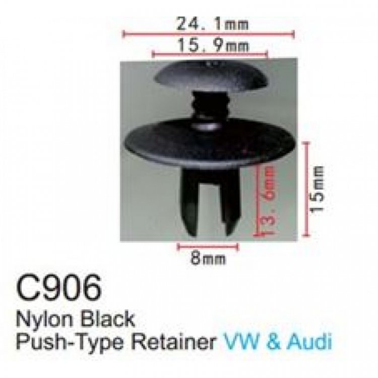 Клипса для крепления внутренней обшивки а/м Ягуар/ европейских а/м пластиковая (100шт/уп.)