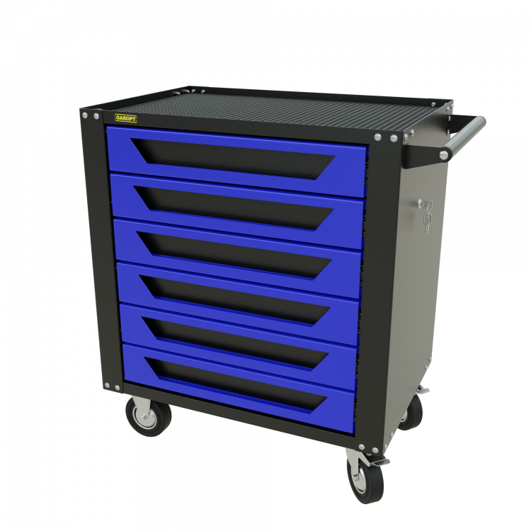 GTS6.blue Тележка инструментальная Garopt 6 ящиков СИНЯЯ, центральный замок, увеличенные колеса, доводчики, GAROPT  Серия "Standart"