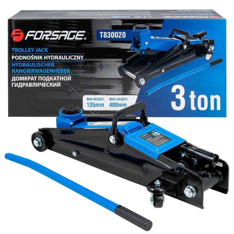 Домкрат подкатной гидравлический 3 т (h min-135mm, h max-400mm) Домкрат подкатной гидравлический 3 т (h min-135mm, h max-400mm)