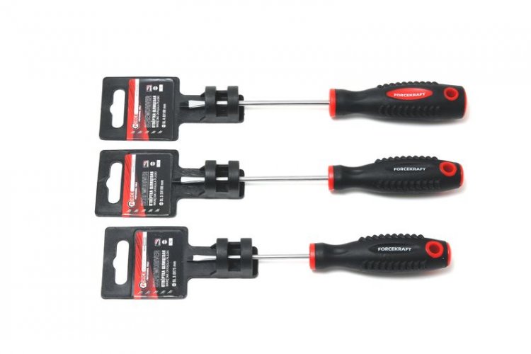 Отвертка шлицевая магнитная "Profi" S2 SL3.5х100мм, на пластиковом держателе