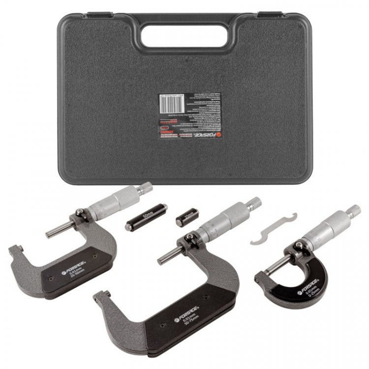 Набор микрометров, 3пр. (0-25, 25-50, 50-75мм, 0.01мм), в футляре