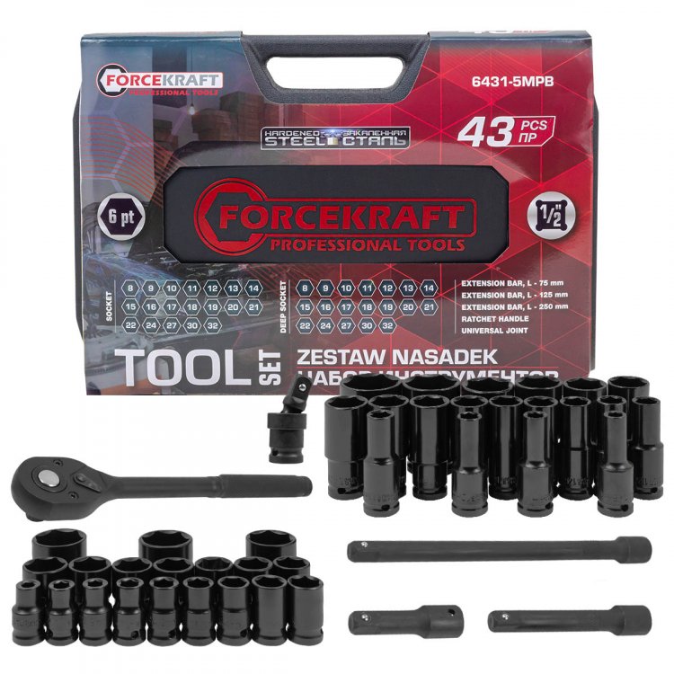 Набор инструментов 43пр. 1/2" (6гр)(8-32мм) Набор инструментов 43пр. 1/2" (6гр)(8-32мм)