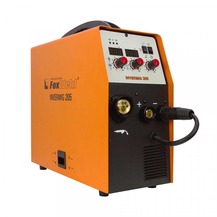 Сварочный полуавтомат Invermig 205  - Надежный 205А полуавтомат 3-в-1 с внутренним механизмом подачи проволоки. Сварочный ток 30-200 (MIG), 20-180 (TIG), 30-160(MMA). Возможность сварки порошковой проволокой (FCAW). ПВ: 100%. Напряжение: 220В. Есть р