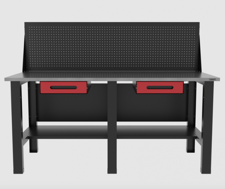 Верстак бестумбовый с экраном и двумя ящиками, красный/ Стол для слесарных работ 1800*700 GAROPT, Gt1800STY1Y1PP.red