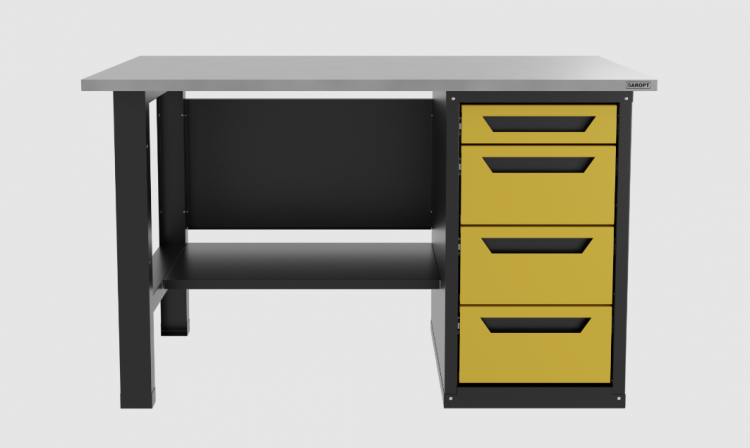 Верстак однотумбовый 4 ящика желтый 1400*700 Garopt, GT1400STY4.yell