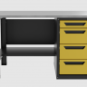 Верстак однотумбовый 4 ящика желтый 1400*700 Garopt, GT1400STY4.yell