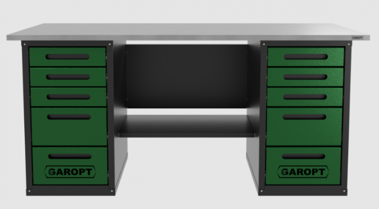 Верстак двухтумбовый 5 ящиков /5 ящиков, зеленый 1800*700 GAROPT, GT1800Y5Y5.green  Верстак двухтумбовый 5 ящиков /5 ящиков, зеленый 1800*700 GAROPT, GT1800Y5Y5.green