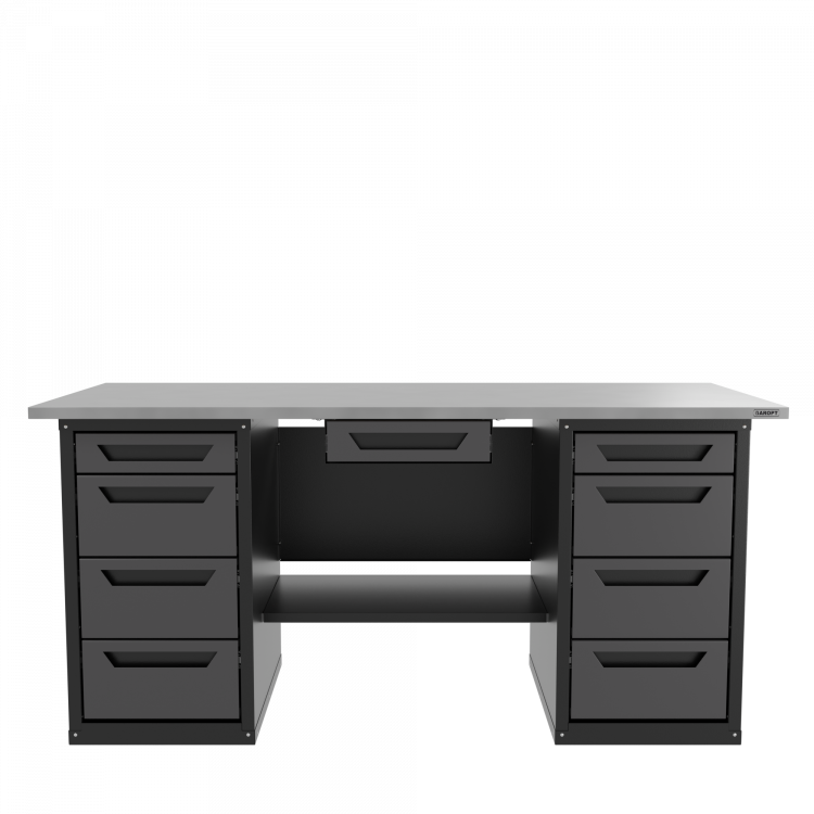 Верстак с ящиком двухтумбовый 4 ящиков /4 ящиков, серый 1800*700 GAROPT, GT1800Y1Y4Y4.grey