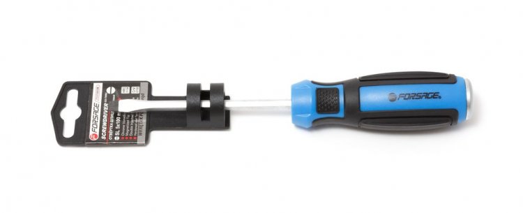 Отвертка шлицевая силовая магнитная  SL 5x100мм на пластиковом держателе