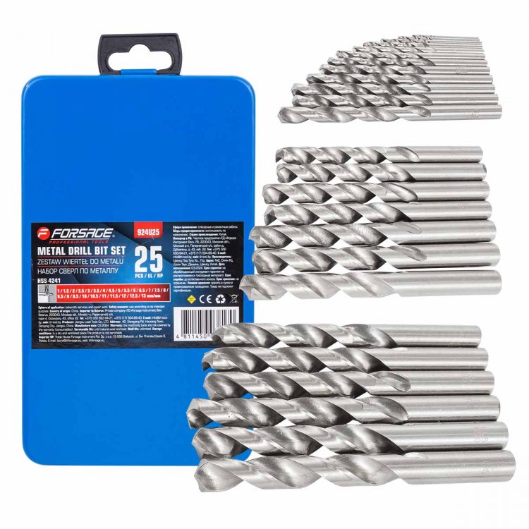 Набор сверл по металлу HSS 4241,25пр(1-13мм, шаг 0.5мм), в метал. футляре Набор сверл по металлу HSS 4241,25пр(1-13мм, шаг 0.5мм), в метал. футляре