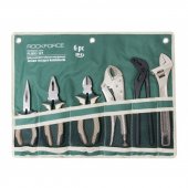 Набор шарнирно-губцевого инструмента 6пр.(бокорезы, плоскогубцы, утконосы, зажим гейферный, пассатижи переставные, ключ разводной), на полотне Набор шарнирно-губцевого инструмента 6пр.(бокорезы, плоскогубцы, утконосы, зажим гейферный, пассатижи переставные, ключ разводной), на полотне